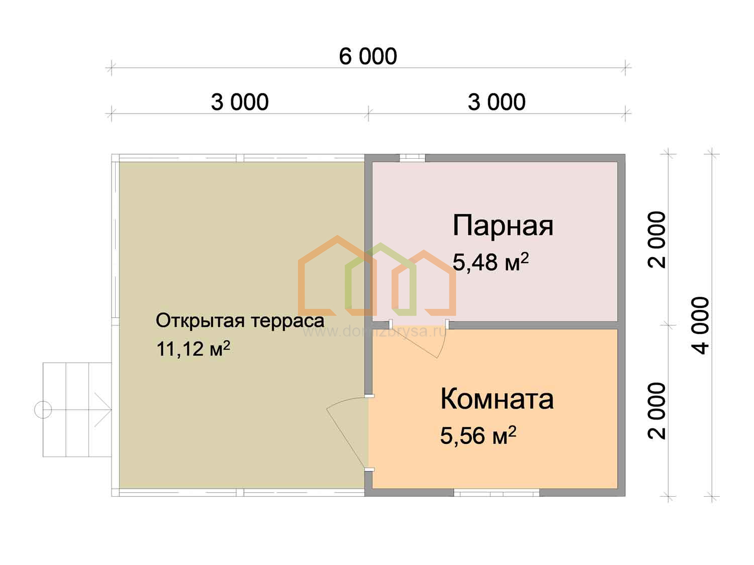 Баня из бруса одноэтажная Дионис - 1 6x4 Площадь: 24 м² с террасой под ключ  в Электростали